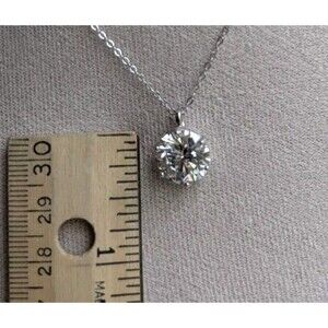 5 CT GRA Certified Moissanite 18k White Gold Plated 925 Sterling  Necklace, 18”